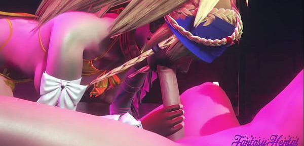  Final Fantasy X Hentai - Rikku Hard double dildo pussy and ass and blowjob with cum in her mouth